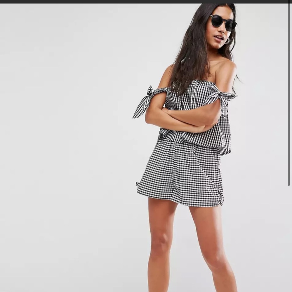 ASOS DESIGN bunny tie gingham beach two-piece top